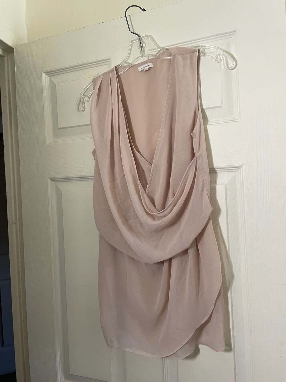 River Island Blush Pink Chiffon Extreme Cowl Neck Sleeveless Top
